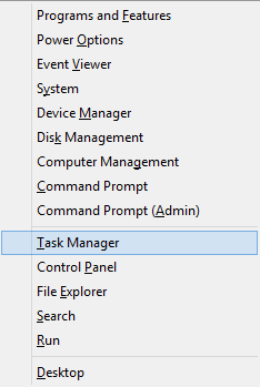 Windows 8 Quick Access Menu, Task Manager